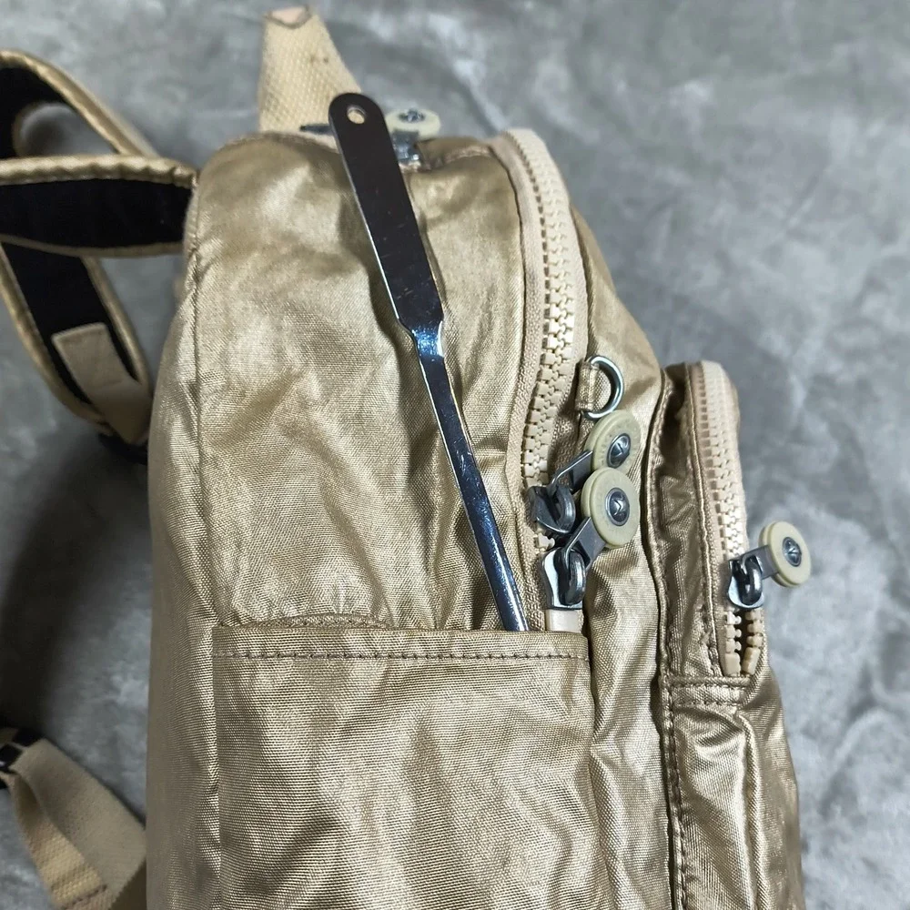 Kipling Seoul Backpack Gold Laptop Sleeve Travel School Bag Commuter